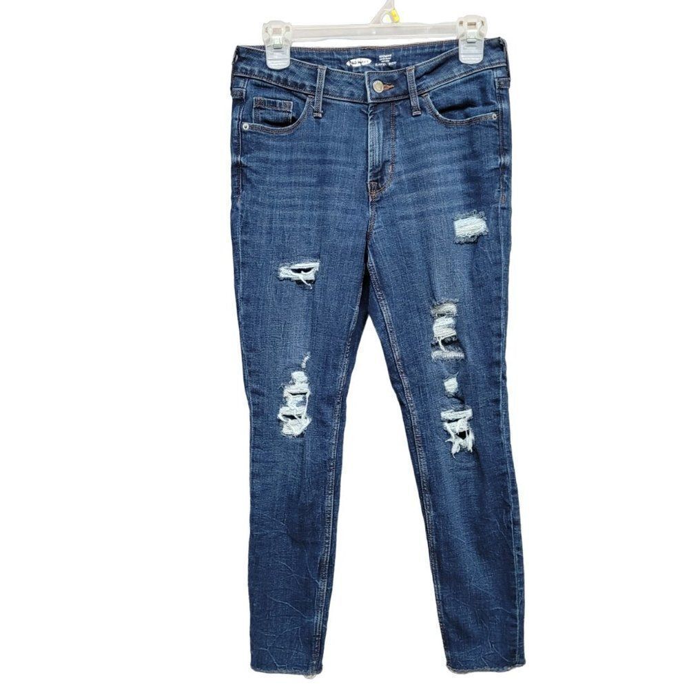 Old Navy Rockstar Super Skinny High Rise Ankle Jeans Womens‎ 4 Blue Distressed